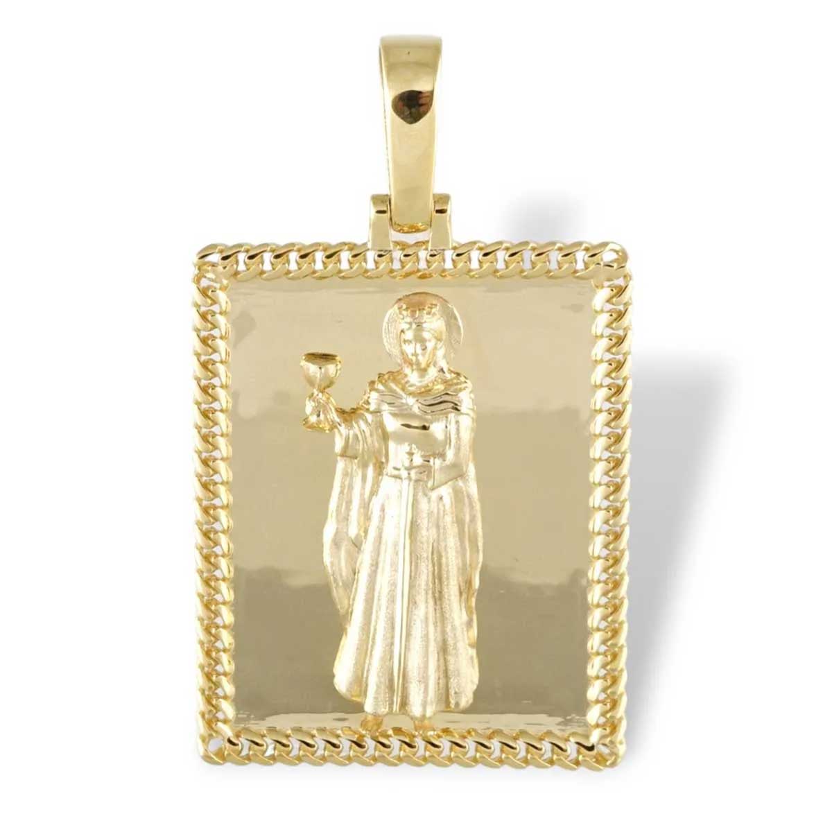 Santa Barbara Gold Medal Pendant | Yellow Gold 14K | 1.5 Inches