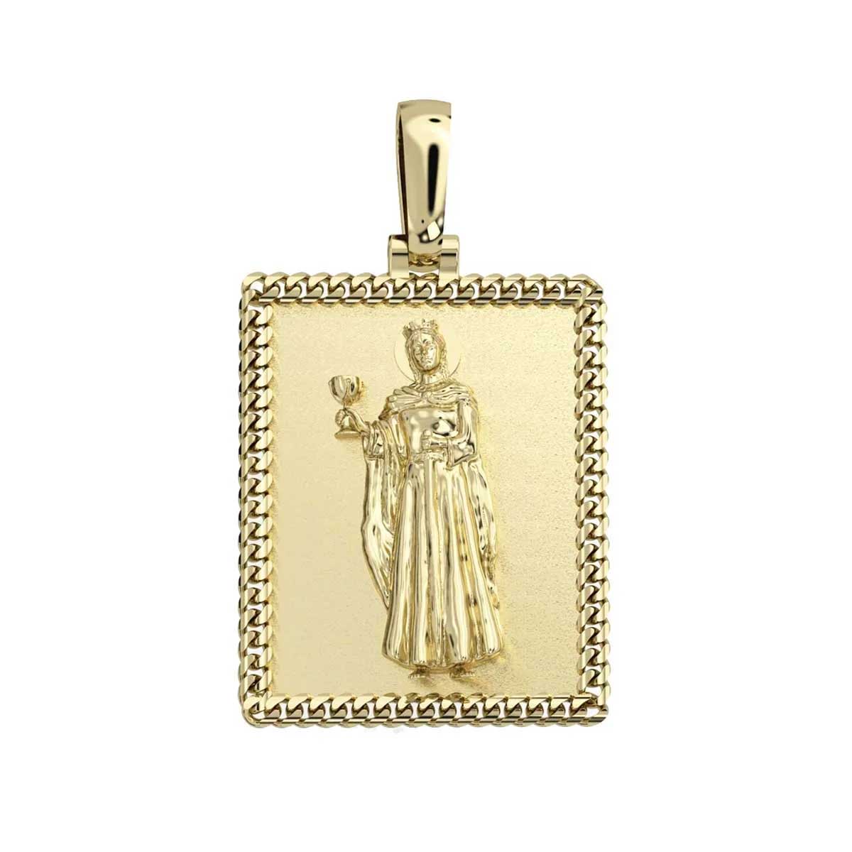 Santa Barbara Gold Medal Pendant | Yellow Gold 10K | Size Option Available