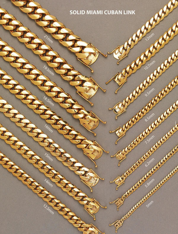 Solid Miami Cuban Link Bracelet 10K/14K - Yellow Gold