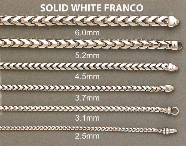 Solid Mens Franco Bracelet 10K/14K - White Gold