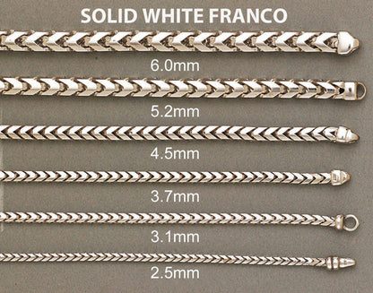 Solid Mens Franco Bracelet 10K/14K - White Gold