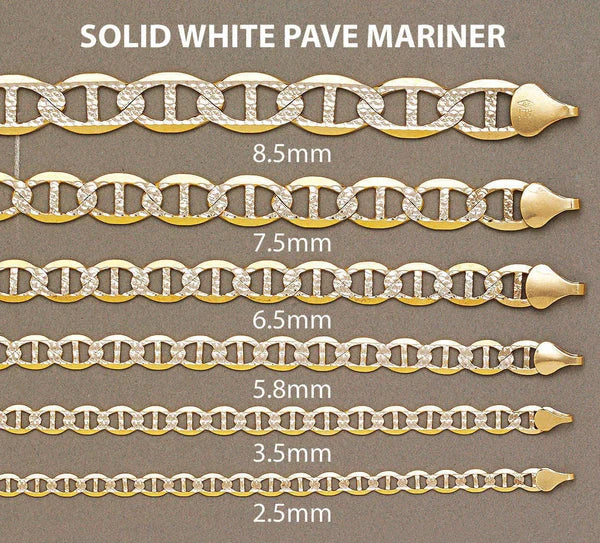 Solid Diamond Cut Mariner Chain 10K/14K - Yellow Gold