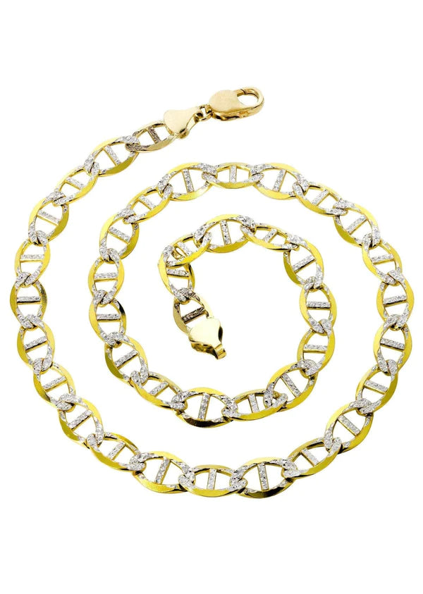 solid white pave mariner chain