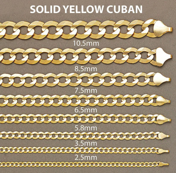 Solid Cuban Curb Link Bracelet 10K/14K - Yellow Gold