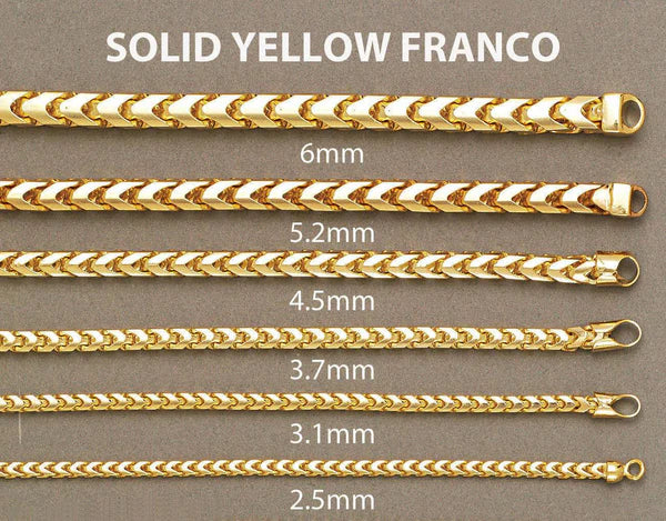 Solid Mens Franco Bracelet 10K/14K - Yellow Gold